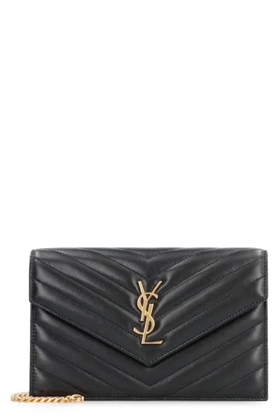 Saint Laurent Envelope Cassandre Wallet On Chain In Black