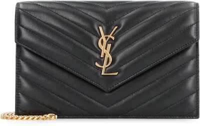 Saint Laurent Envelope Cassandre Wallet On Chain In Black