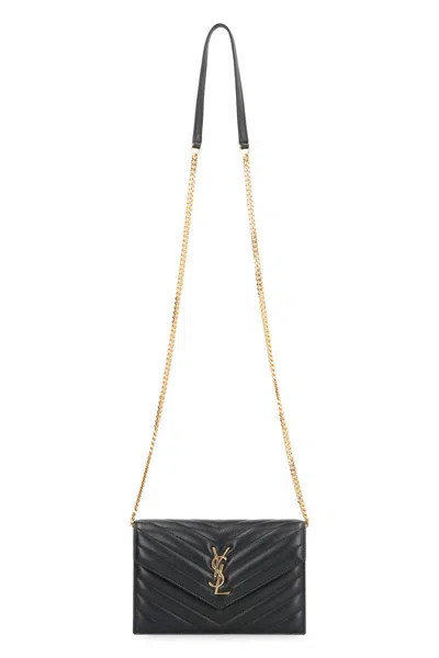 Saint Laurent Envelope Cassandre Wallet On Chain In Black