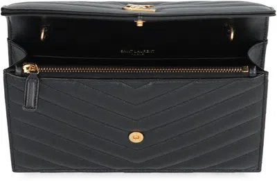 Saint Laurent Envelope Cassandre Wallet On Chain In Black