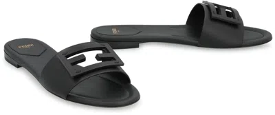 Fendi Baguette Leather Slides In Multi
