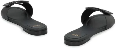 Fendi Baguette Leather Slides In Multi