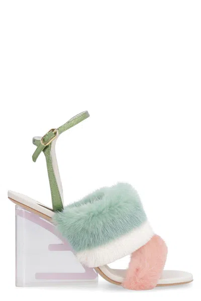 Fendi First Heeled Sandals In Multi