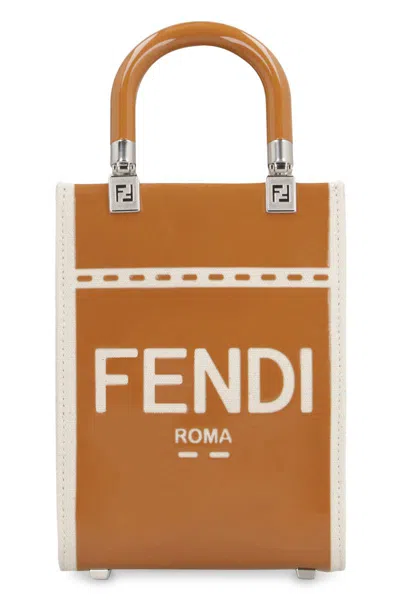 Fendi Mini Sunshine Crossbody Satchel With Adjustable Strap In Brown