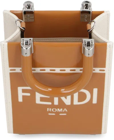 Fendi Mini Sunshine Crossbody Satchel With Adjustable Strap In Brown