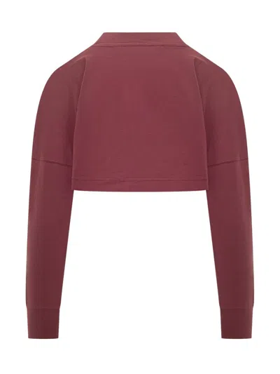 Palm Angels Cotton Crop Sweatshirt With Logo In Red