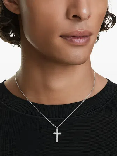 Swarovski Crystal-embellished Cross Necklace In Metallic