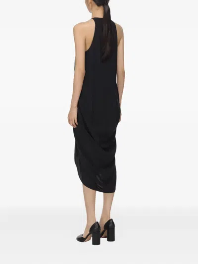 Rick Owens Halterneck Draped Dress In Black