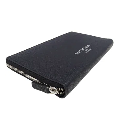 Pre-owned Balenciaga Black Leather Long Wallet (bi-fold) ()