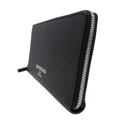 Pre-owned Balenciaga Black Leather Long Wallet (bi-fold) ()