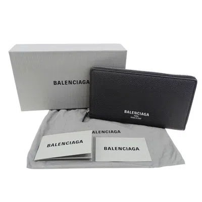 Pre-owned Balenciaga Black Leather Long Wallet (bi-fold) ()