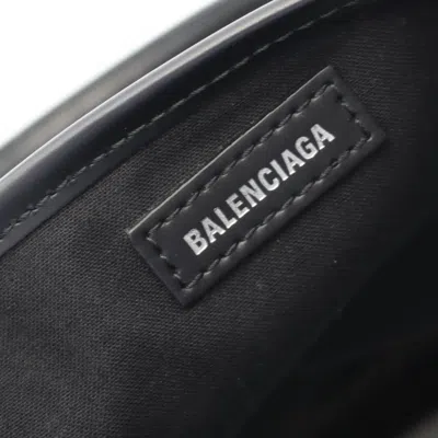 Pre-owned Balenciaga Black White Canvas Leather Pouch Tote Bag () In Multi