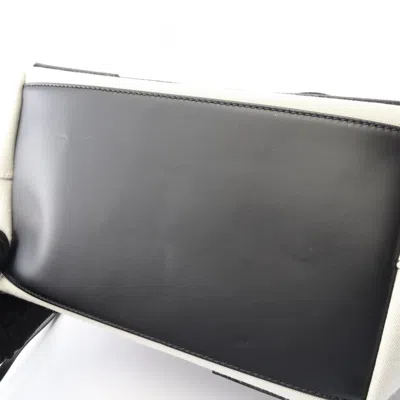 Pre-owned Balenciaga Black White Canvas Leather Pouch Tote Bag () In Multi