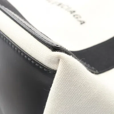 Pre-owned Balenciaga Black White Canvas Leather Pouch Tote Bag () In Multi