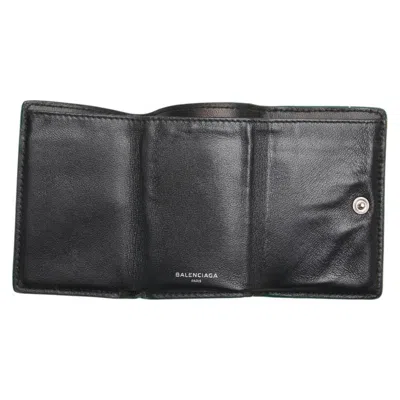 Pre-owned Balenciaga Green Leather Wallet (tri-fold) ()
