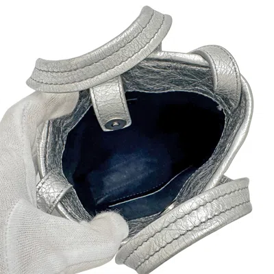 Pre-owned Balenciaga Silver Leather Pouch Shoulder Bag ()