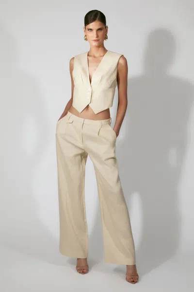 Bardot Geordy Linen Vest Top In Neutral