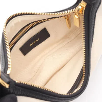 Pre-owned Bally Black Ivory Canvas Leather Shoulder Bag () In Multi