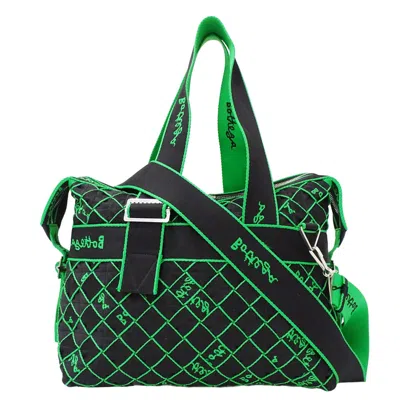 Pre-owned Bottega Veneta Black Green Canvas Handbag Shoulder Bag () In Multi