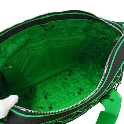 Pre-owned Bottega Veneta Black Green Canvas Handbag Shoulder Bag () In Multi