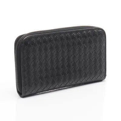 Pre-owned Bottega Veneta Black Leather Long Wallet (bi-fold) ()
