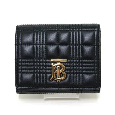 Pre-owned Burberry Black Leather Wallet (tri-fold) ()