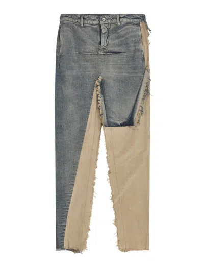 Rick Owens Women's Asymmetric Denim Skirt Slits In Blue