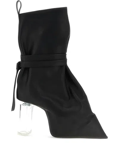 Rick Owens Ankle Boots With Clear Heel And Pointed Toe In Black