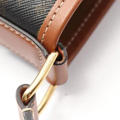 Pre-owned Celine Black Brown Coated Canvas Leather Shoulder Bag () In Multi