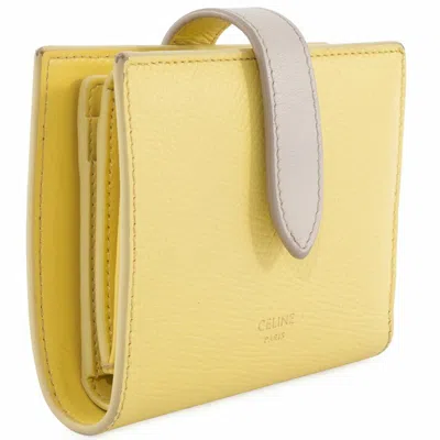 Pre-owned Celine Gray Yellow Leather Wallet (bi-fold) ()