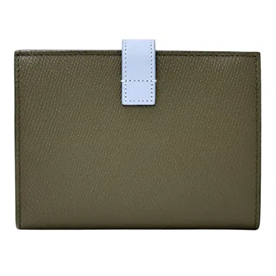 Pre-owned Celine Khaki Light Blue Leather Wallet (bi-fold) ()