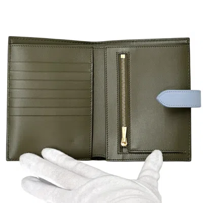 Pre-owned Celine Khaki Light Blue Leather Wallet (bi-fold) ()