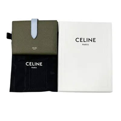 Pre-owned Celine Khaki Light Blue Leather Wallet (bi-fold) ()