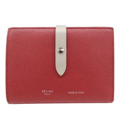 Pre-owned Celine Red Color Leather Wallet (bi-fold) ()
