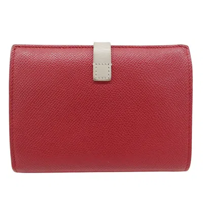 Pre-owned Celine Red Color Leather Wallet (bi-fold) ()