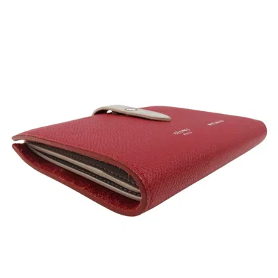 Pre-owned Celine Red Color Leather Wallet (bi-fold) ()