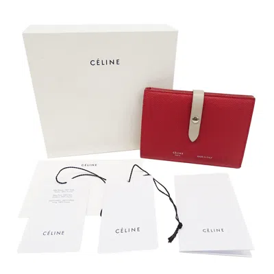 Pre-owned Celine Red Color Leather Wallet (bi-fold) ()