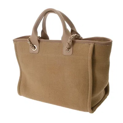 Pre-owned Chanel Beige Canvas Tote Bag () In Sand