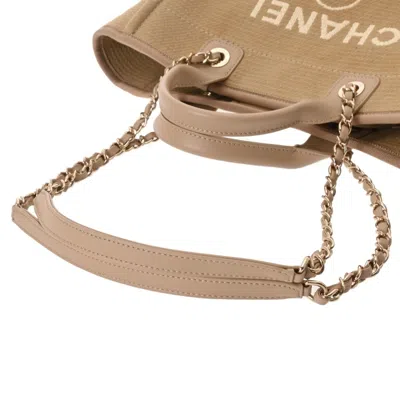 Pre-owned Chanel Beige Canvas Tote Bag () In Sand