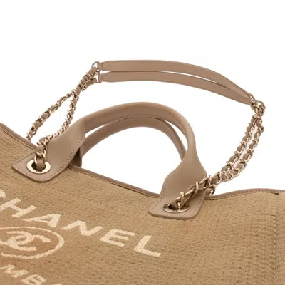Pre-owned Chanel Beige Canvas Tote Bag () In Sand