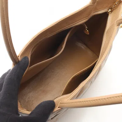 Pre-owned Chanel Beige Leather Tote Bag () In Sand