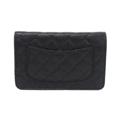 Pre-owned Chanel Black Bordeaux Grained Calfskin Chain/shoulder Wallet () In Multi