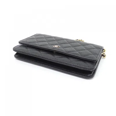 Pre-owned Chanel Black Bordeaux Grained Calfskin Chain/shoulder Wallet () In Multi