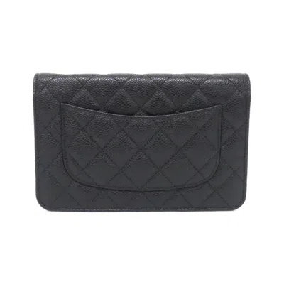 Pre-owned Chanel Black Bordeaux Grained Calfskin Chain/shoulder Wallet () In Multi