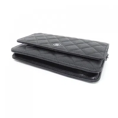 Pre-owned Chanel Black Bordeaux Grained Calfskin Chain/shoulder Wallet () In Multi