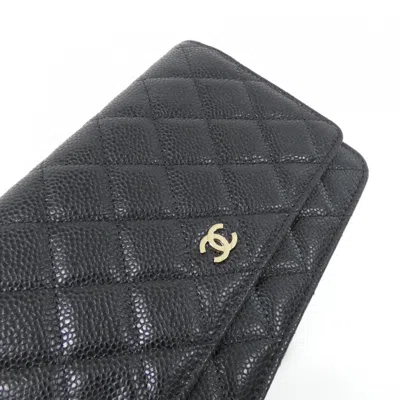Pre-owned Chanel Black Bordeaux Grained Calfskin Chain/shoulder Wallet () In Multi