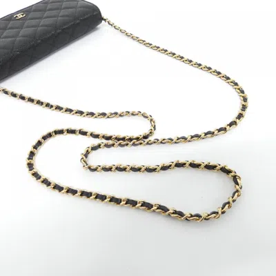 Pre-owned Chanel Black Bordeaux Grained Calfskin Chain/shoulder Wallet () In Multi