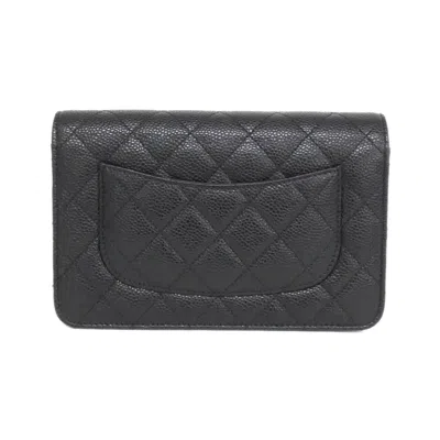 Pre-owned Chanel Black Bordeaux Grained Calfskin Chain/shoulder Wallet () In Multi