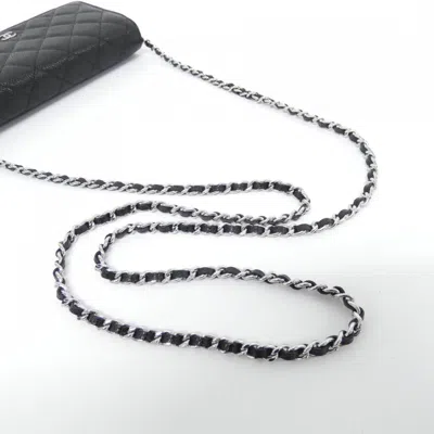 Pre-owned Chanel Black Bordeaux Grained Calfskin Chain/shoulder Wallet () In Multi