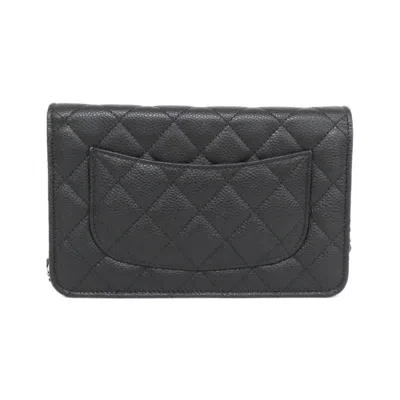 Pre-owned Chanel Black Bordeaux Grained Calfskin Chain/shoulder Wallet () In Multi
